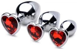 Booty Sparks Jewel Butt Plugs | Anal Starter Toys>Red Heart Gem Anal Plug Set