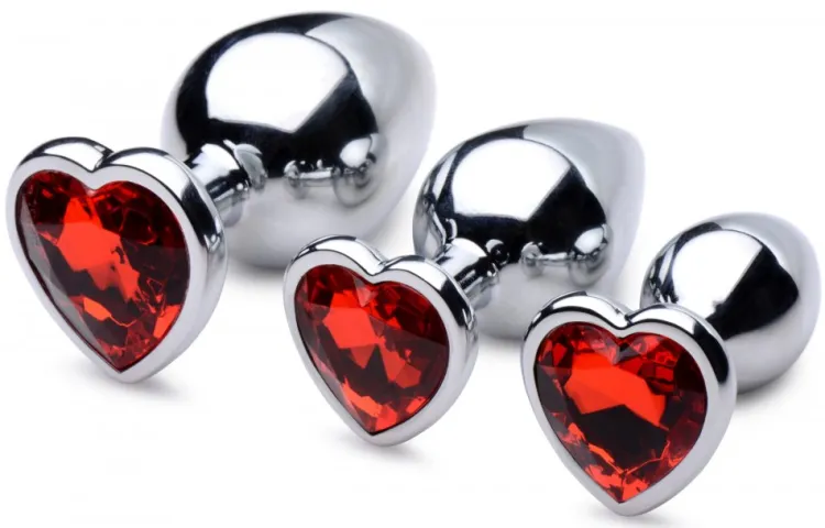 Booty Sparks Jewel Butt Plugs | Anal Starter Toys>Red Heart Gem Anal Plug Set