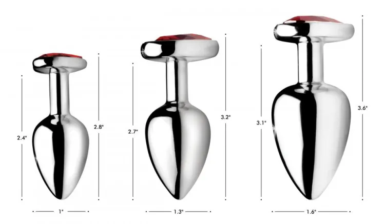 Booty Sparks Jewel Butt Plugs | Anal Starter Toys>Red Heart Gem Anal Plug Set