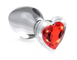Booty Sparks Jewel Butt Plugs | Anal Starter Toys>Red Heart Gem Glass Anal Plug