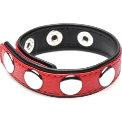 Strict Leather Penis Rings>Red Leather Speed Snap Penis Ring