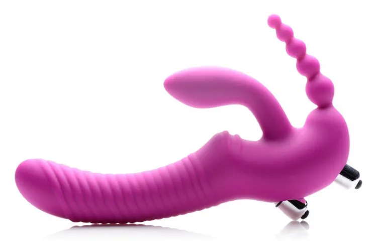 Strap U Anal Pegging Toys | Strapless Strap On Dildos>Regal Rider Vibrating Silicone Strapless Strap On Triple G Dildo