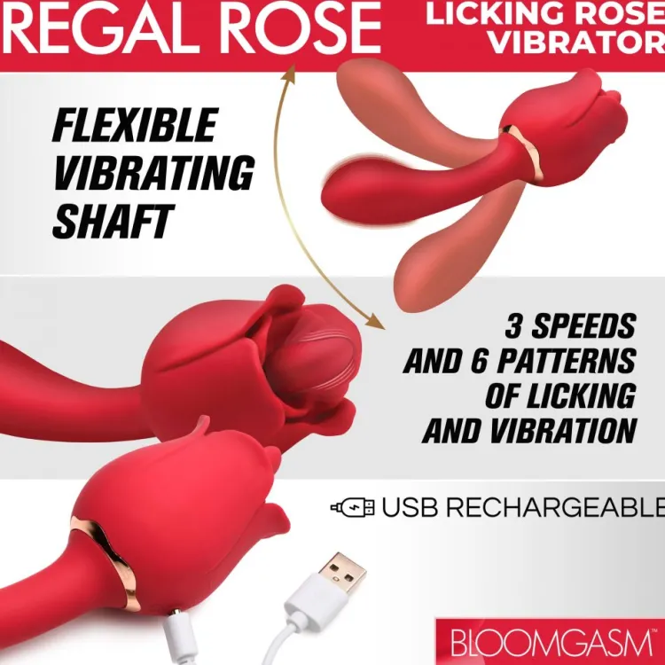 Bloomgasm Silicone Vibrators | Unique Vibrators>Regal Rose Licking Rose Vibrator