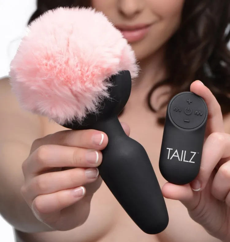 Tailz Sensation Play, Tools & Accessories | Butt Plug Tails>Remote Control Vibrating Pink Bunny Tail Anal Plug