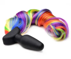 Tailz Butt Plug Tails | Vibrating Butt Plugs>Remote Control Vibrating Rainbow Pony Tail Anal Plug