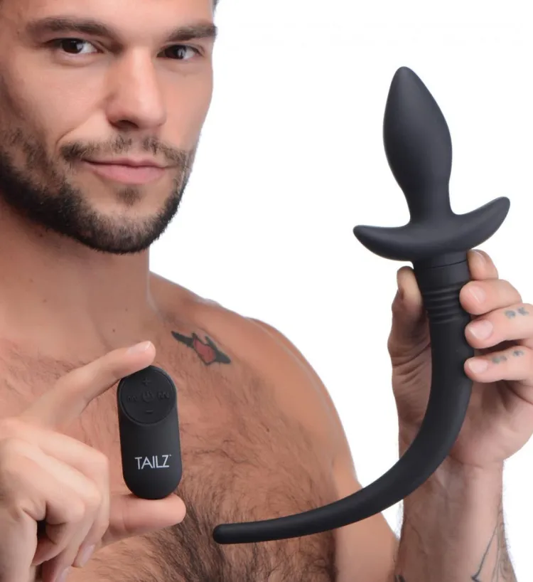 Tailz Butt Plug Tails | Vibrating Butt Plugs>Remote Control Wagging and Vibrating Puppy Tail Anal Plug