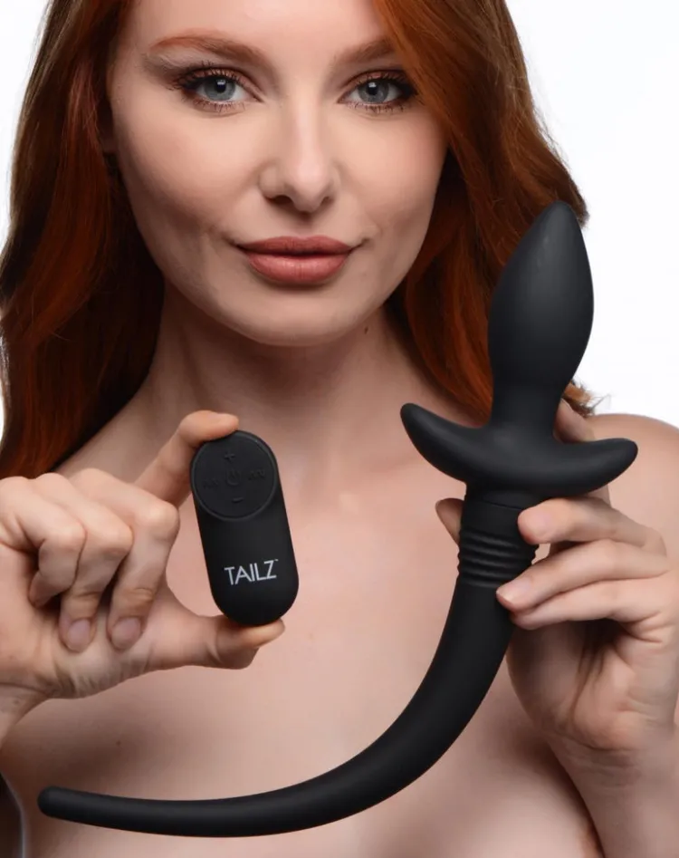 Tailz Butt Plug Tails | Vibrating Butt Plugs>Remote Control Wagging and Vibrating Puppy Tail Anal Plug