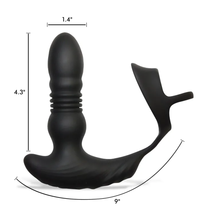 Thunderplugs Unique Anal Toys | Butt Plugs>Remote Thrusting Vibrator with C&B Ring