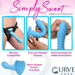 Curve Toys Anal Pegging Toys | Silicone Dildos>Ribbed Silicone Blue Dildo