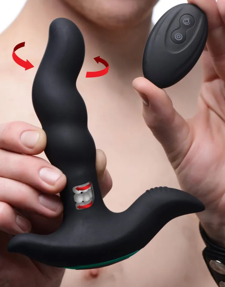 Prostatic Play Prostate Massagers>Rimstatic Curved Rotating Plug with Remote