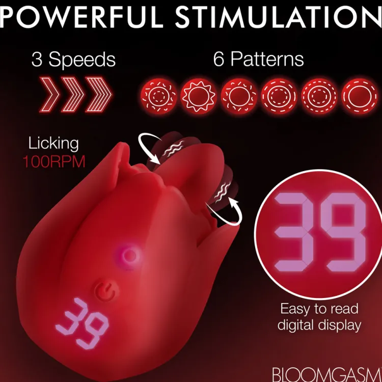 Bloomgasm Silicone Vibrators | Waterproof Vibrators>Rose Kisser Licking and Vibrating Digital Clitoral Stimulator