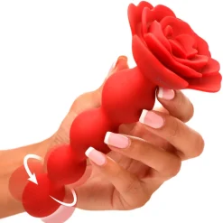 Bloomgasm Vibrating Butt Plugs | Anal Beads & Tools>Rose Twirl 10X Vibrating and Rotating Silicone Anal Beads