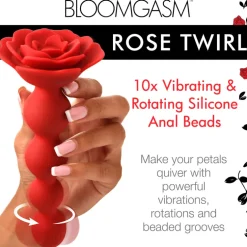 Bloomgasm Vibrating Butt Plugs | Anal Beads & Tools>Rose Twirl 10X Vibrating and Rotating Silicone Anal Beads