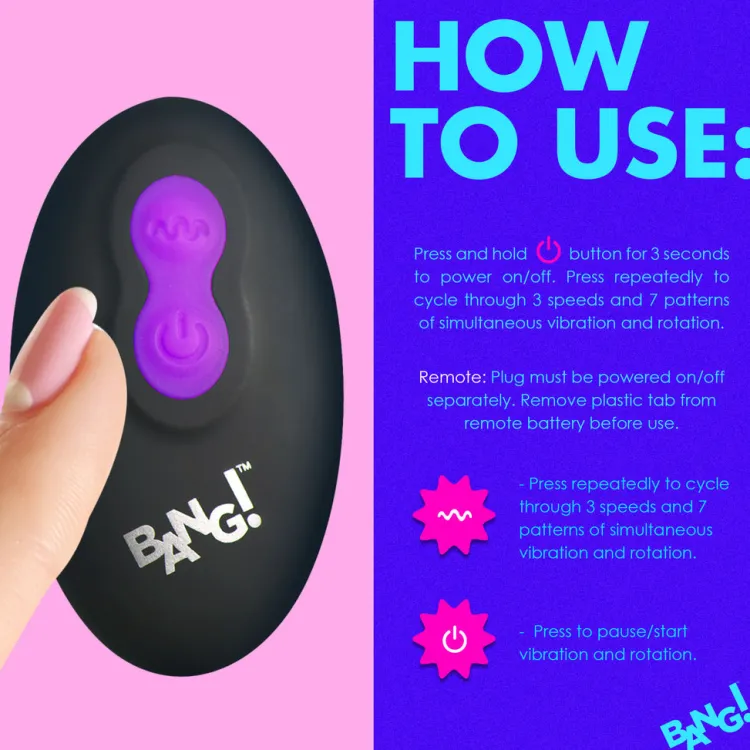 Bang Vibrating Butt Plugs | Unique Anal Toys>Rotating & Vibrating Silicone Butt Plug w/ Remote