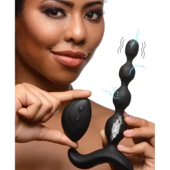Zeus Electrosex Electro Sex | App Controlled & Remote Vibrators>Shock-Beads 80X Vibrating & E-stim Silicone Anal Beads with Remote