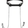 STRICT Ball Gags & Mouth Restraints | Masks & Dress-Up Accessories>Silicone Bit Gag with Nipple Clamps
