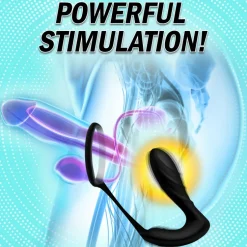 Under Control Travel Essentials | Prostate Massagers>Silicone Prostate Vibrator and Cock Ring w/Remote Control