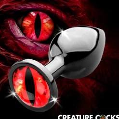 Creature Cocks Unique Anal Toys | Butt Plugs>Sinister Eye Red Eye Metal Butt Plug
