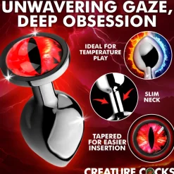 Creature Cocks Unique Anal Toys | Butt Plugs>Sinister Eye Red Eye Metal Butt Plug
