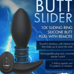 Thunderplugs Vibrating Butt Plugs | App Controlled & Remote Vibrators>Sliding Ring Silicone Butt Plug with Remote