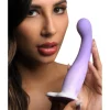 Curve Toys Anal Pegging Toys | Silicone Dildos>Slim G-Spot Silicone Purple and White Dildo