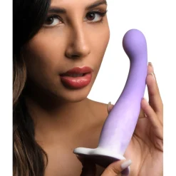 Curve Toys Anal Pegging Toys | Silicone Dildos>Slim G-Spot Silicone Purple and White Dildo