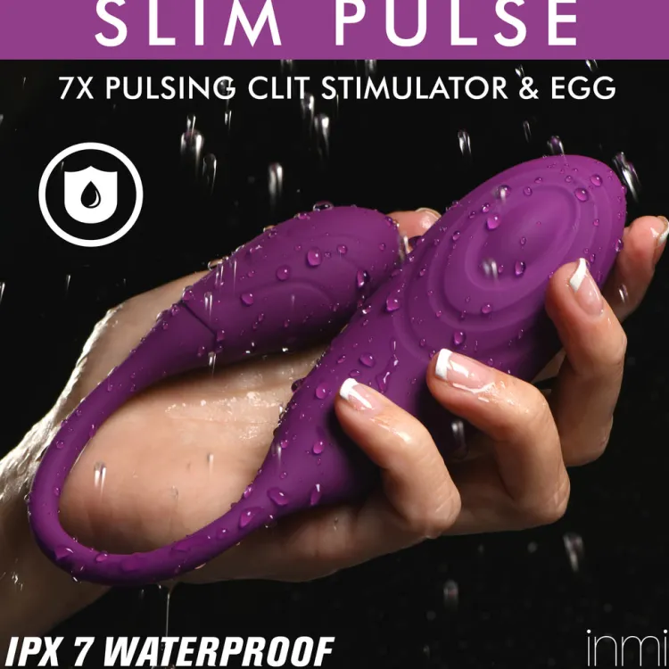 Inmi Luxury Toys | Bullet & Egg Vibrators>Slim Pulse 7X Pulsating Silicone Clit Stimulator and Vibrating Egg
