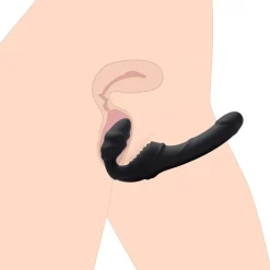 Strap U Anal Pegging Toys | Strapless Strap On Dildos>Slim Rider Ribbed Vibrating Silicone Strapless Strap On