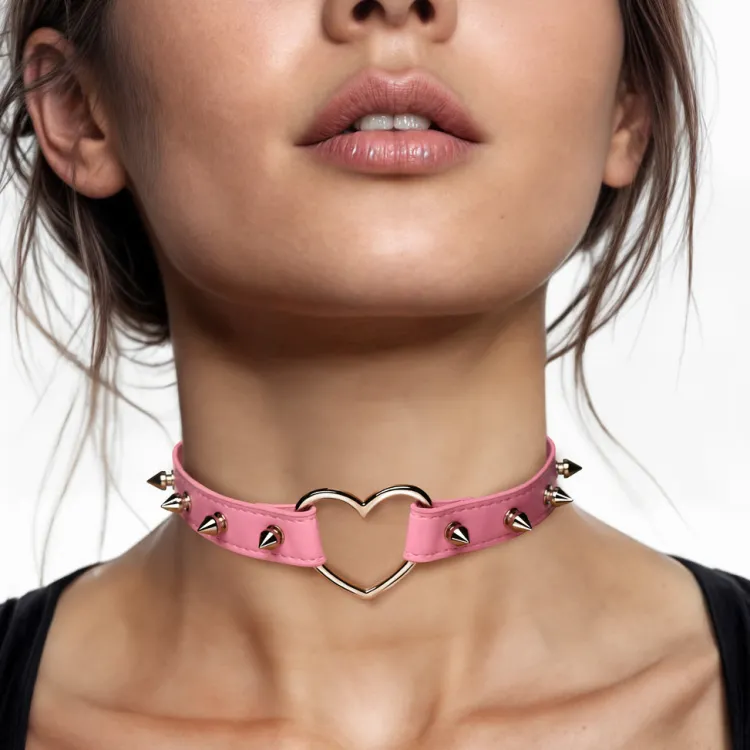 Master Series Leashes & Collars>Spiked Heart Choker
