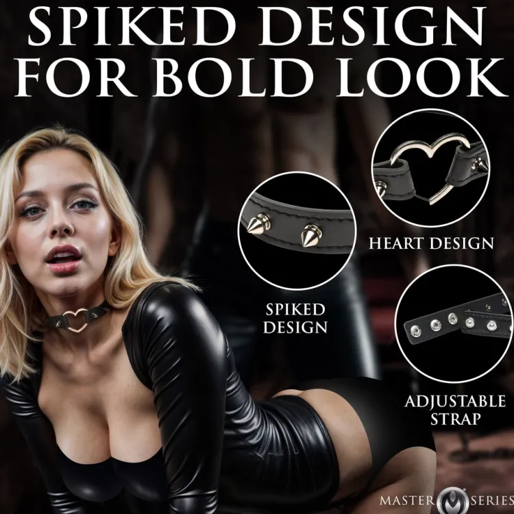 Master Series Leashes & Collars>Spiked Heart Choker