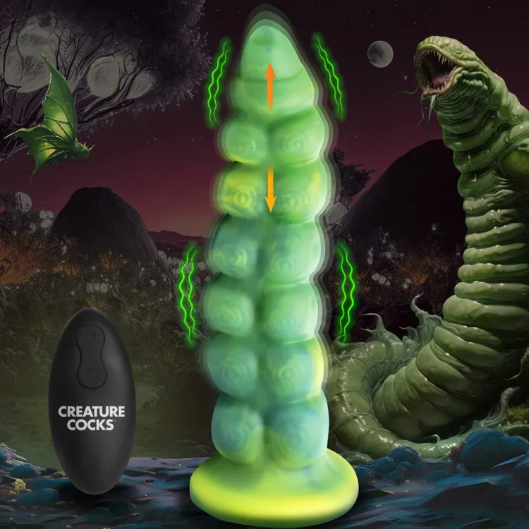 Creature Cocks Silicone Dildos | Vibrating Dildos>Squirmer Thrusting and Vibrating Silicone Dildo