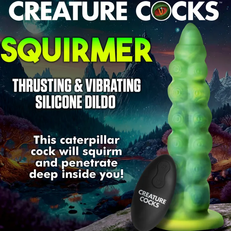 Creature Cocks Silicone Dildos | Vibrating Dildos>Squirmer Thrusting and Vibrating Silicone Dildo