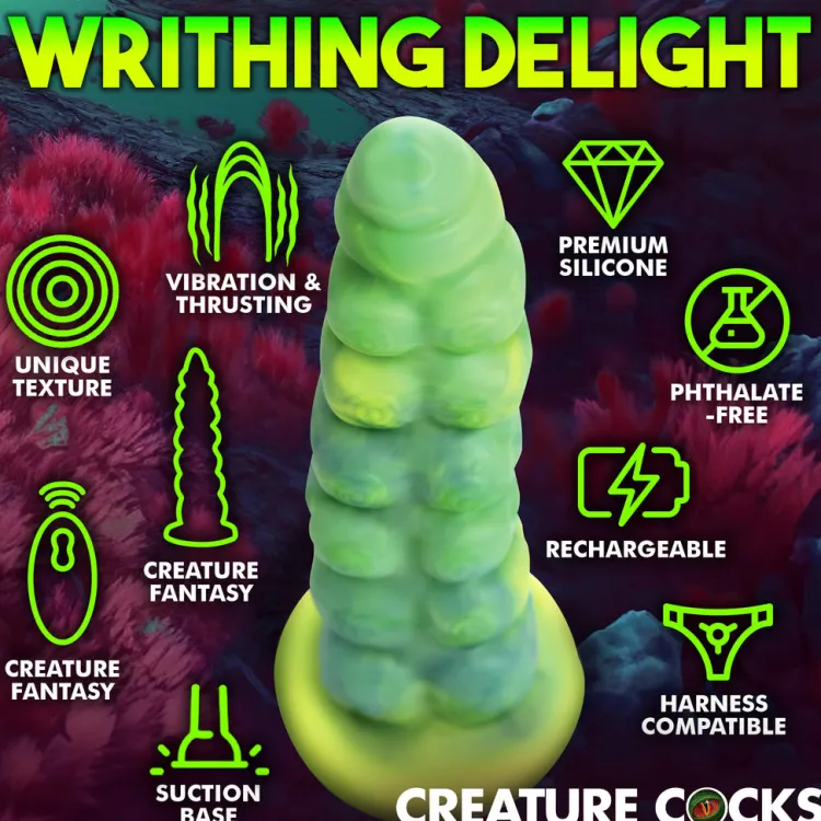Creature Cocks Silicone Dildos | Vibrating Dildos>Squirmer Thrusting and Vibrating Silicone Dildo