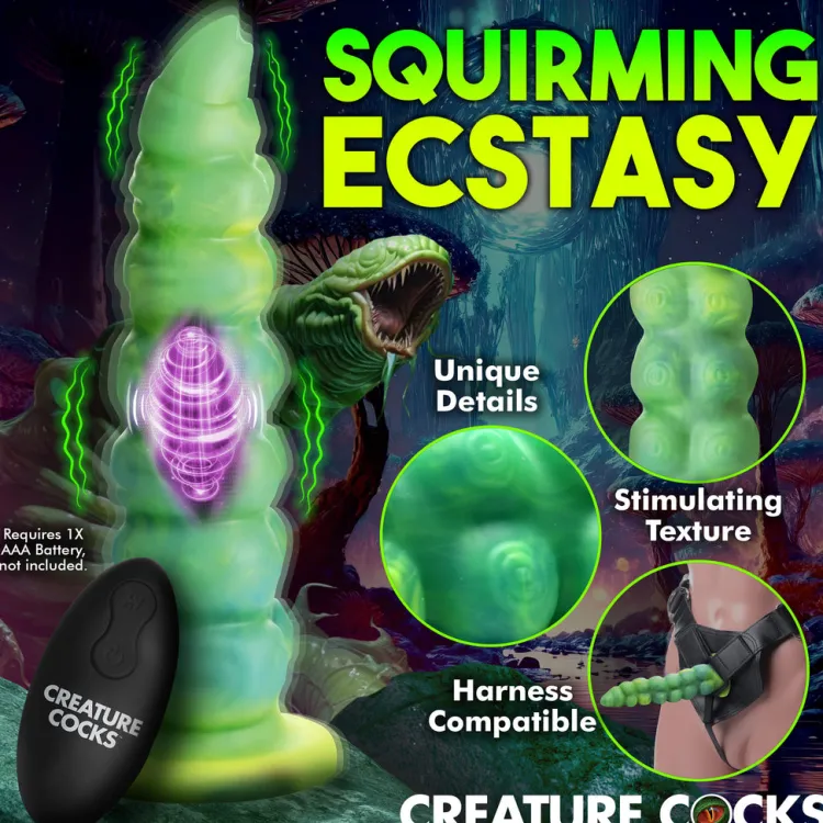Creature Cocks Silicone Dildos | Vibrating Dildos>Squirmer Thrusting and Vibrating Silicone Dildo