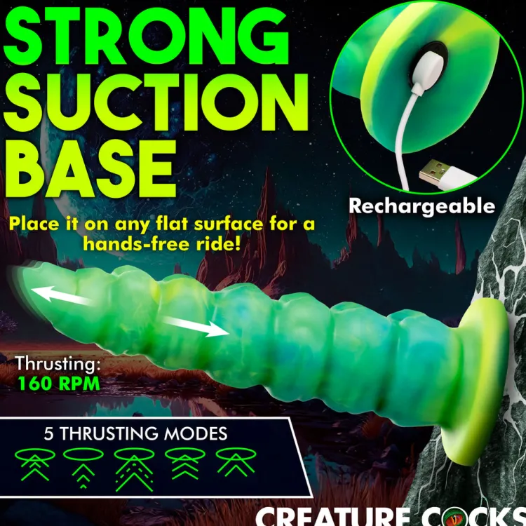Creature Cocks Silicone Dildos | Vibrating Dildos>Squirmer Thrusting and Vibrating Silicone Dildo