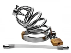 Master Series Chastity Devices | Penis Rings>Steel Chastity Cage with Urethral Insert