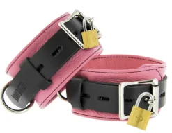 Strict Leather Wrist & Ankle Cuffs>Deluxe Black and Pink Locking Cuffs
