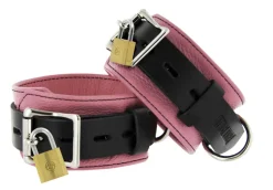 Strict Leather Wrist & Ankle Cuffs>Deluxe Black and Pink Locking Cuffs