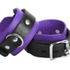 Strict Leather Wrist & Ankle Cuffs>Deluxe Locking Black/Purple Cuffs