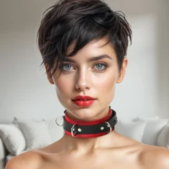 Strict Leather Leashes & Collars>Red and Black Locking Collar
