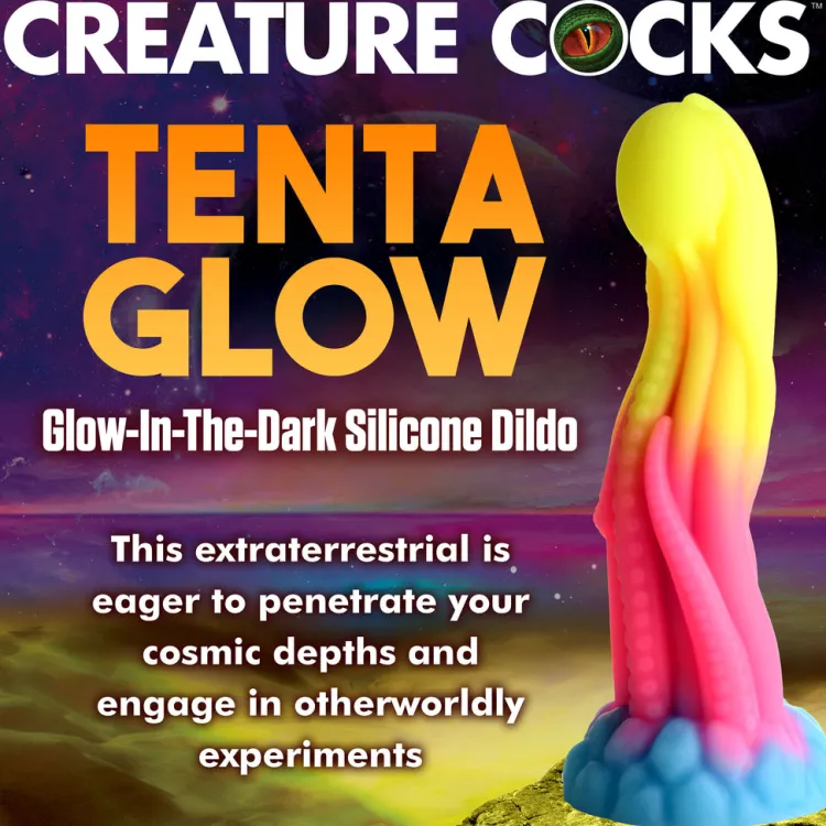 Creature Cocks Silicone Dildos | Harness Compatible Dildos>Tenta-Glow Glow-In-The-Dark Silicone Dildo