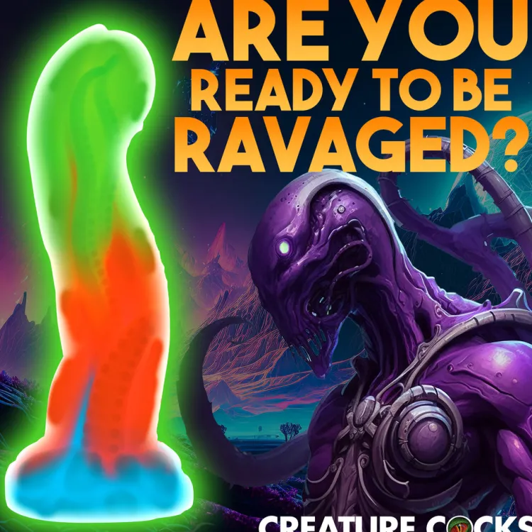 Creature Cocks Silicone Dildos | Harness Compatible Dildos>Tenta-Glow Glow-In-The-Dark Silicone Dildo