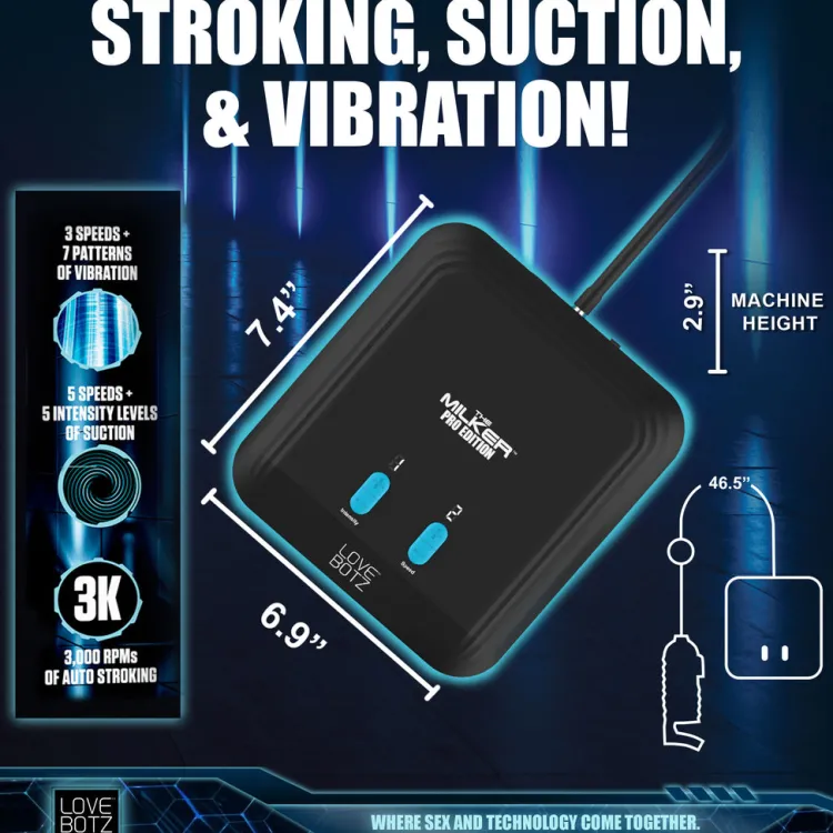 LoveBotz Automatic & Hands-Free Masturbators | Vibrating Strokers>The Milker Pro Edition with Automatic Stroking, Suction and Vibration
