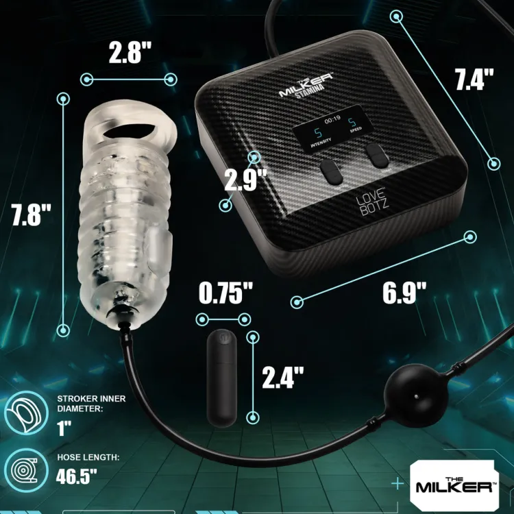 LoveBotz Luxury Toys | Automatic & Hands-Free Masturbators>The Milker Stamina with Automatic Stroking, Suction and Vibration