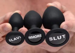 Master Series Unique Anal Toys | Butt Plugs>The 3pc Dirty Words Anal Plug Set