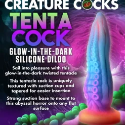 Creature Cocks Silicone Dildos | Harness Compatible Dildos>Thick Tentacle Glow-in-the-Dark Silicone Dildo
