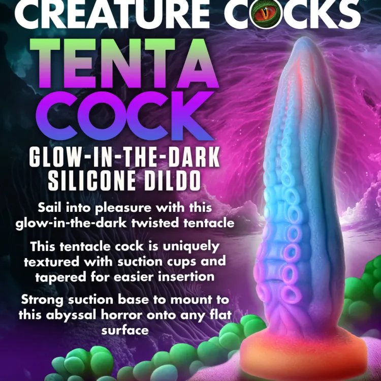 Creature Cocks Silicone Dildos | Harness Compatible Dildos>Thick Tentacle Glow-in-the-Dark Silicone Dildo