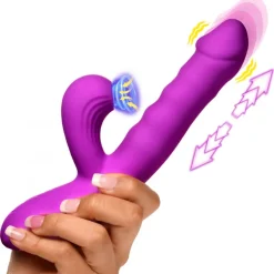 Shegasm Rabbit & Dual Stimulation Vibrators | Silicone Vibrators>Thrust Wave Thrusting and Sucking Silicone Rabbit Vibrator