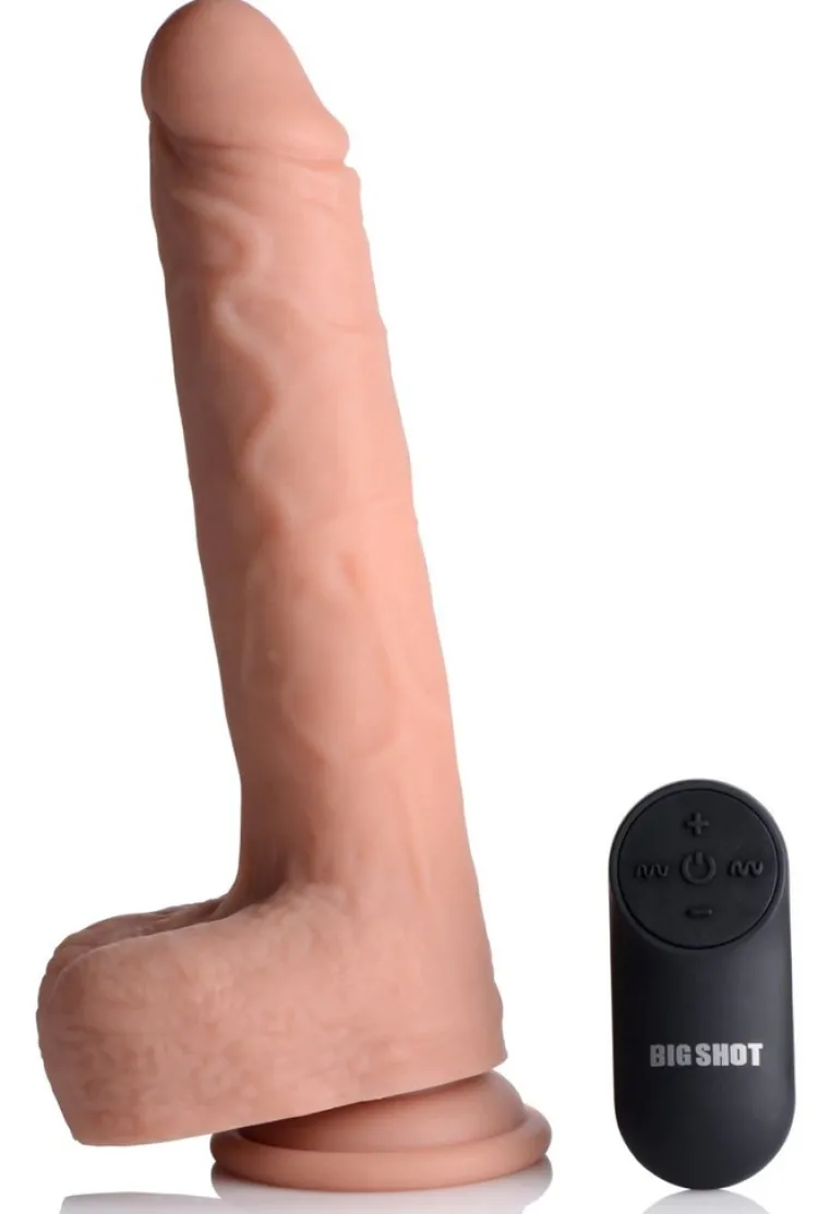Curve Toys Ultra Realistic Sex Toys | Silicone Dildos>Thrusting & Vibrating Remote Control Silicone Dildo