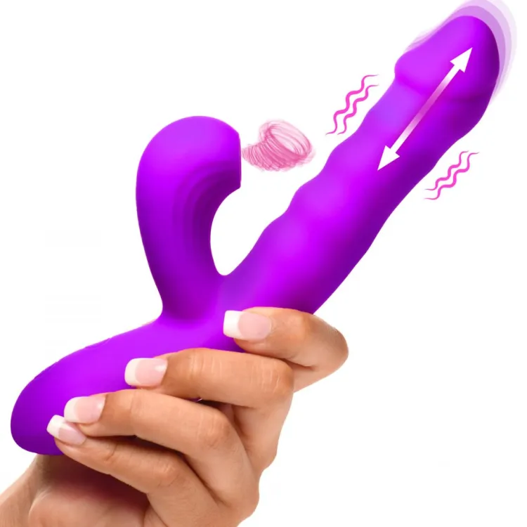 Bang Rabbit & Dual Stimulation Vibrators | Silicone Vibrators>Thrusting and Sucking Silicone Rabbit Vibrator